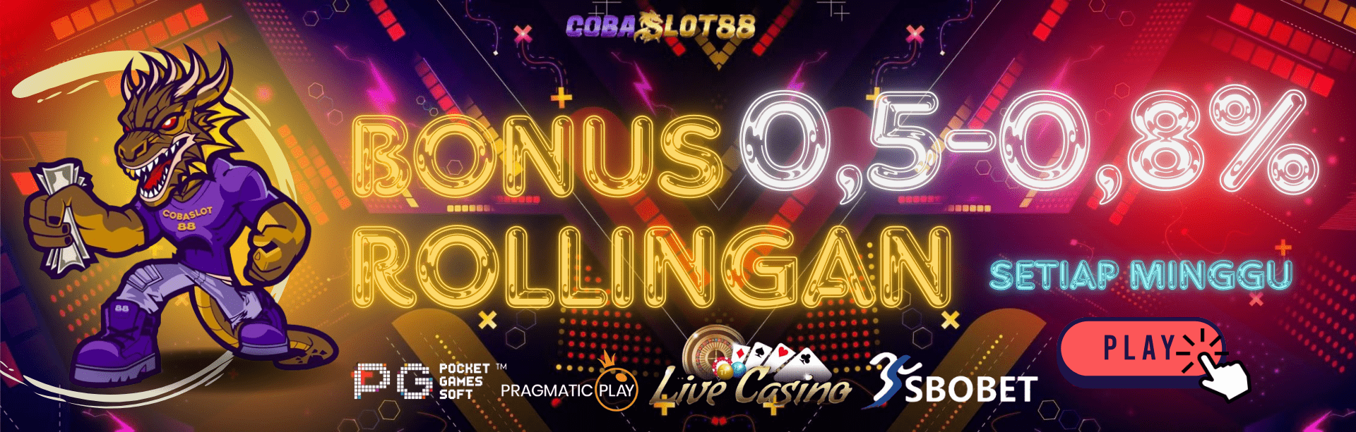 BONUS ROLLINGAN LIVE CASINO 0.8% | 0.5% GAME SLOT ONLINE & POKER
